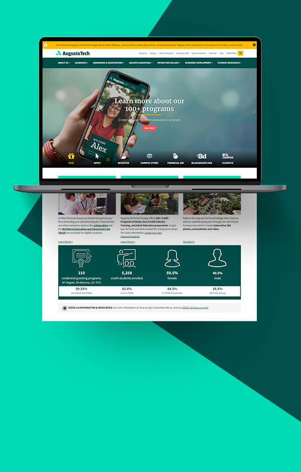 Responsive higher education web design.